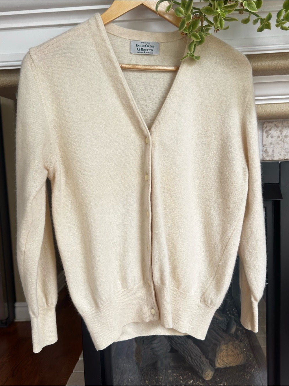 United Colors of Benetton Cream Cardigan Wool and Angora Classic Lux Small